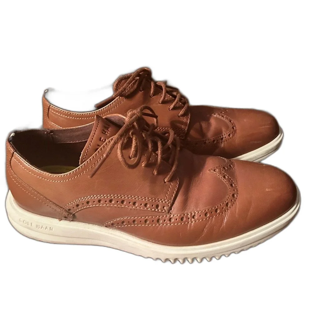 Cole Haan Men's Tan Leather Oxfords Size 7 Dress Shoes Work Office Casual Brown